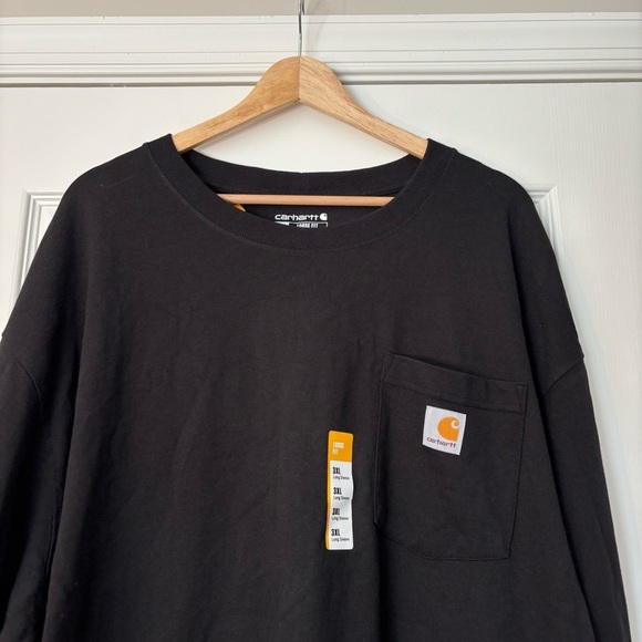 Carhartt Loose Fit Heavyweight Long-Sleeve Classic Pocket Tshirt Black Work - Picture 4 of 8